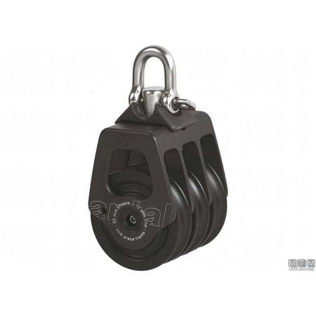 Antal bozzello puleggia 60 mm cassa in alluminio — Triplo con strozzascotte