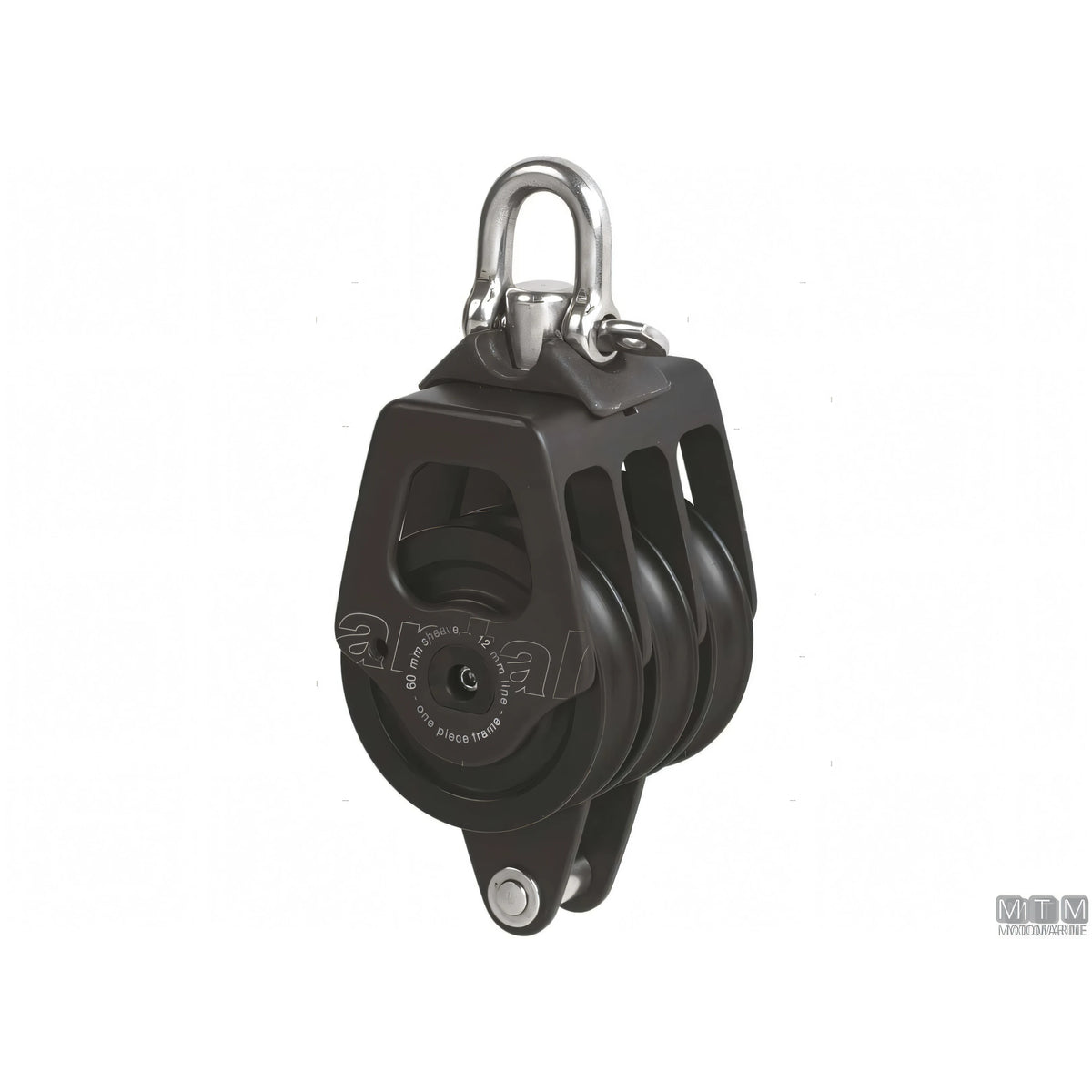 Antal bozzello puleggia 60 mm cassa in alluminio — Triplo con arricavo e strozzascotte