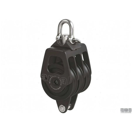 Antal bozzello puleggia 60 mm cassa in alluminio — Triplo con arricavo e strozzascotte