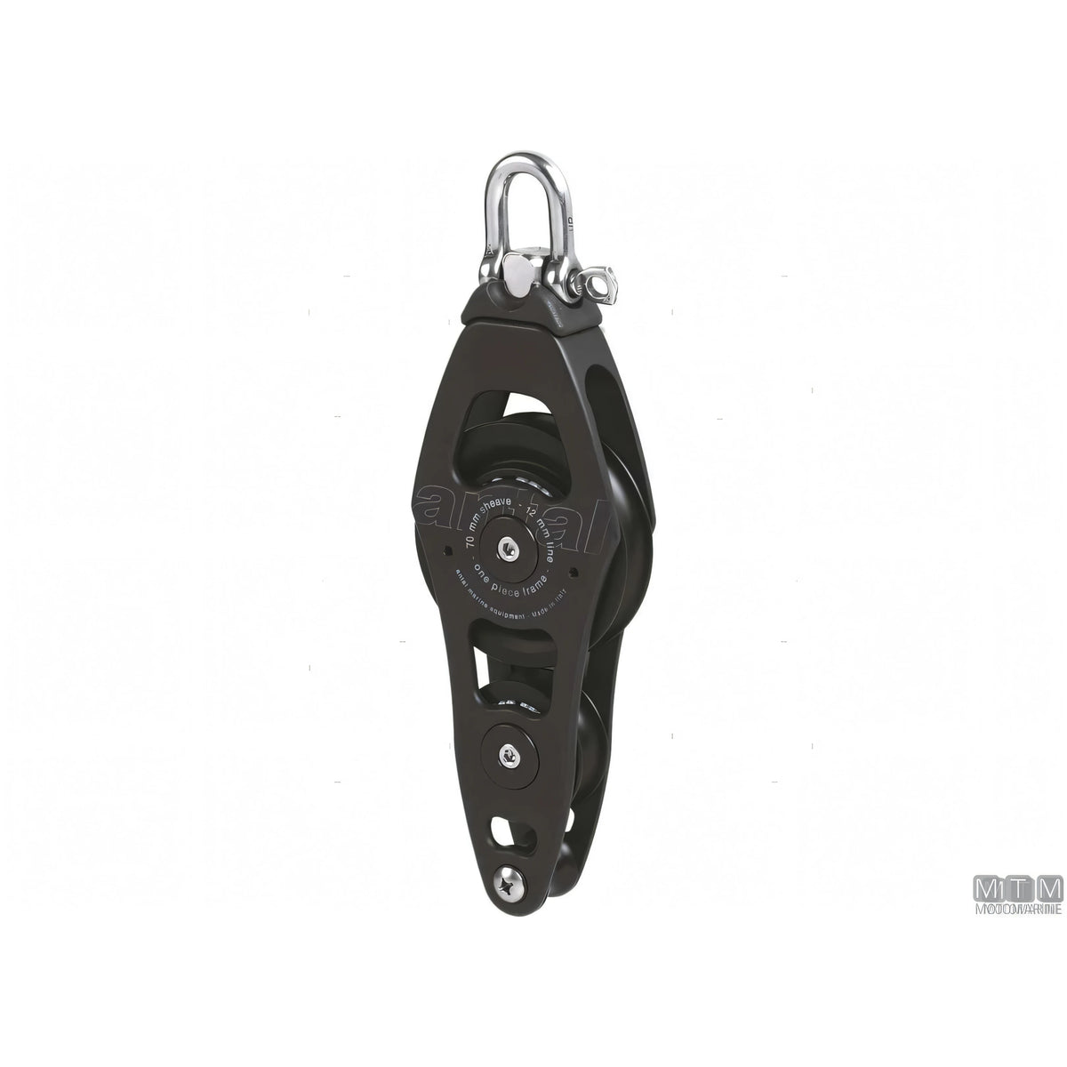 Antal bozzello puleggia 70 mm alluminio — Violino con arricavo e strozzascotte