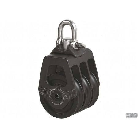 Antal bozzello puleggia 70 mm alluminio — Triplo con strozzascotte