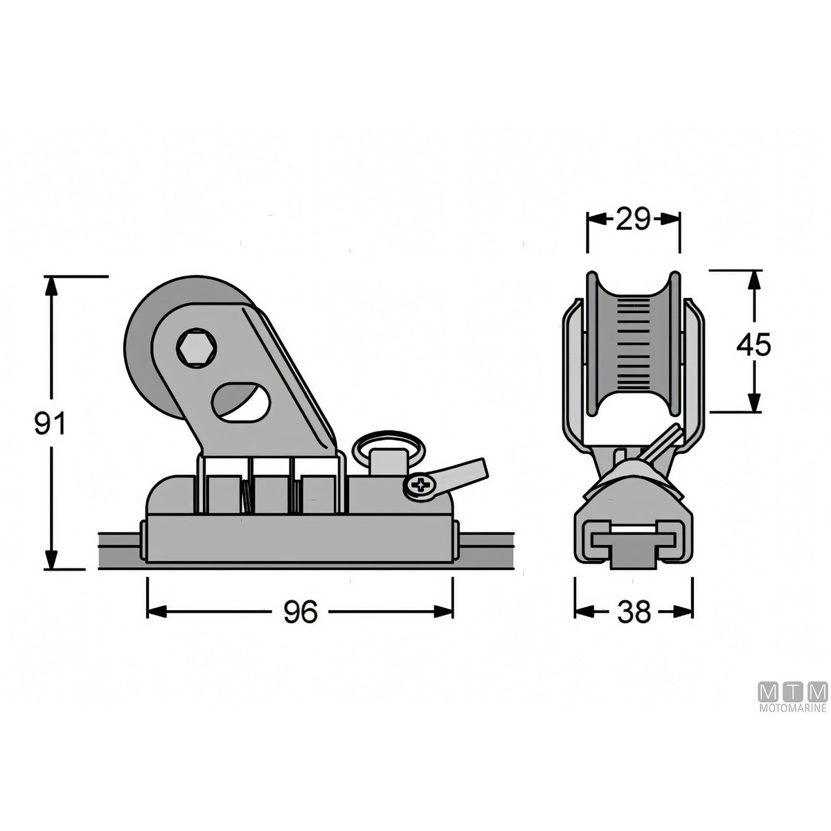 Antal carrello e rotaia Genoa 26x4 mm — Carrello