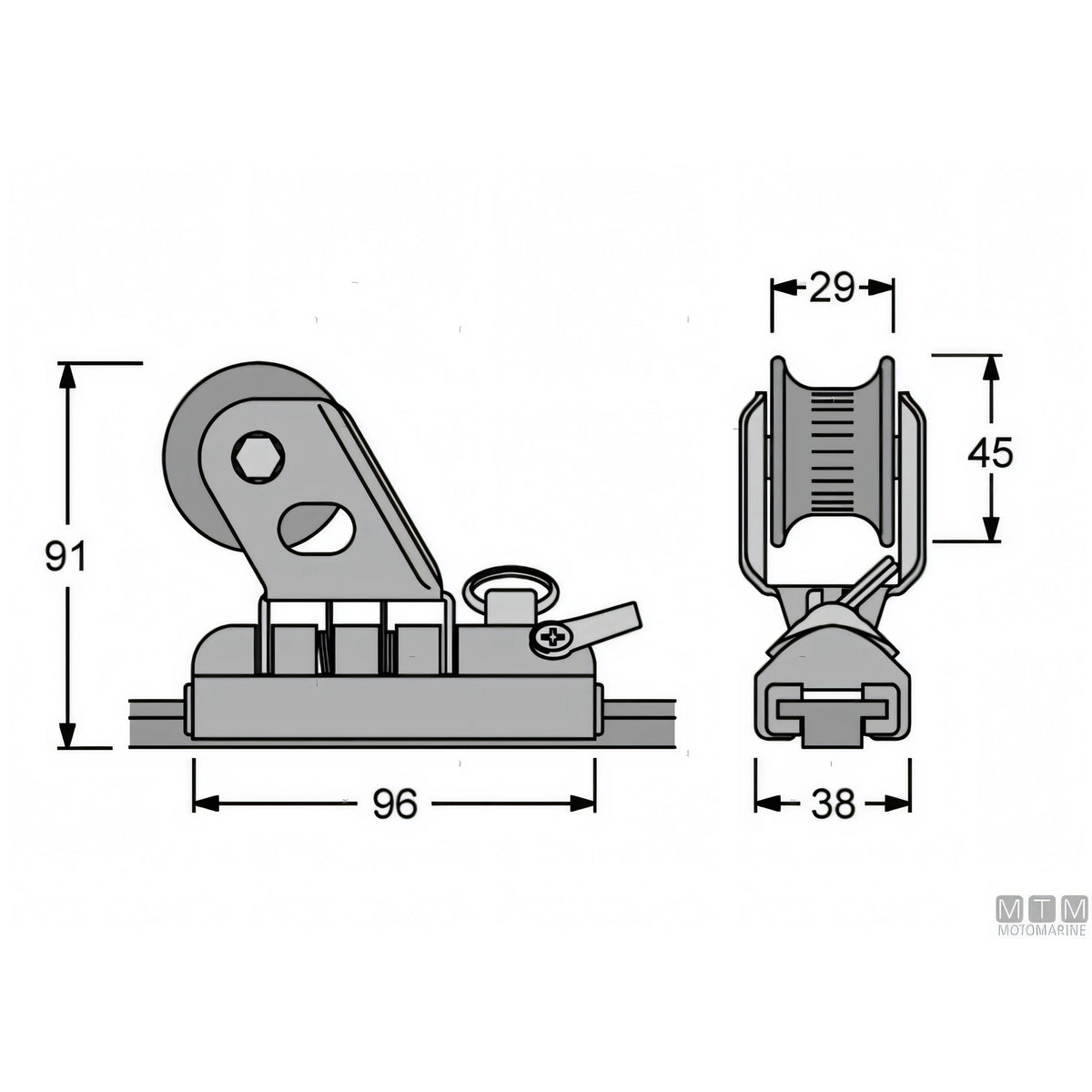 Antal carrello e rotaia Genoa 26x4 mm — Carrello