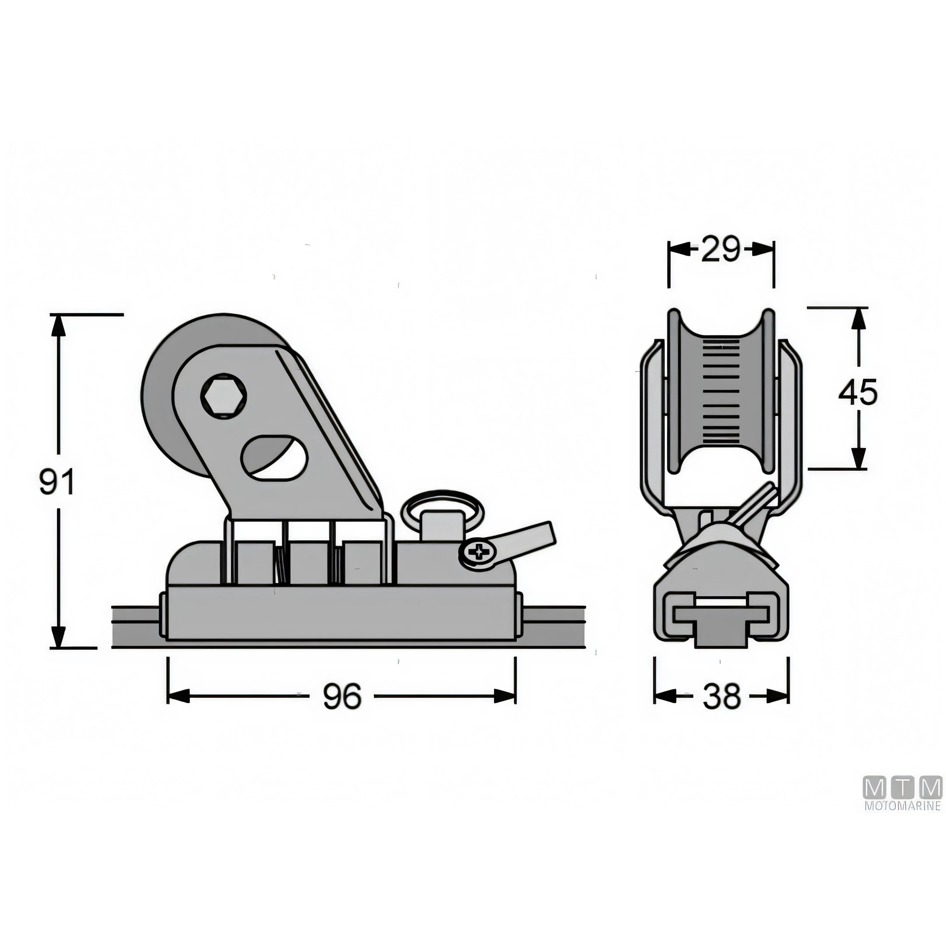 Antal carrello e rotaia Genoa 26x4 mm — Carrello