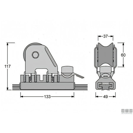 Antal carrello e rotaia Genoa 32x6mm — Carrello
