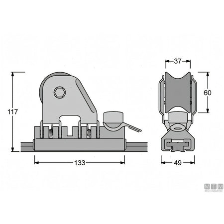 Antal carrello e rotaia Genoa 32x6mm — Carrello