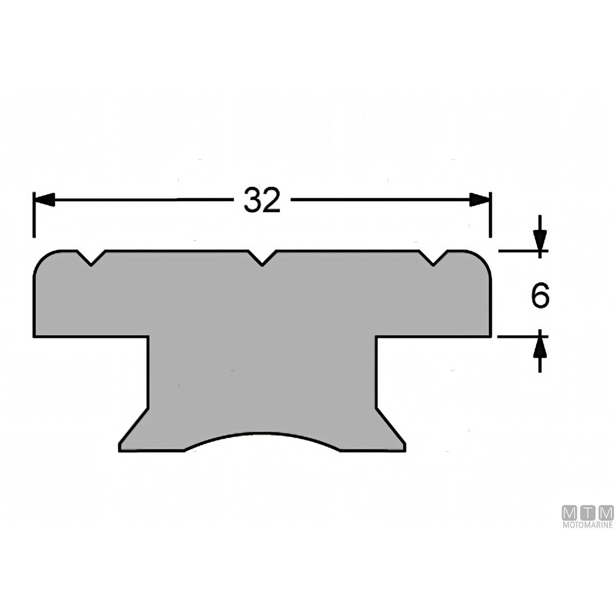 Antal carrello e rotaia Genoa 32x6mm — Rotaia 2 m
