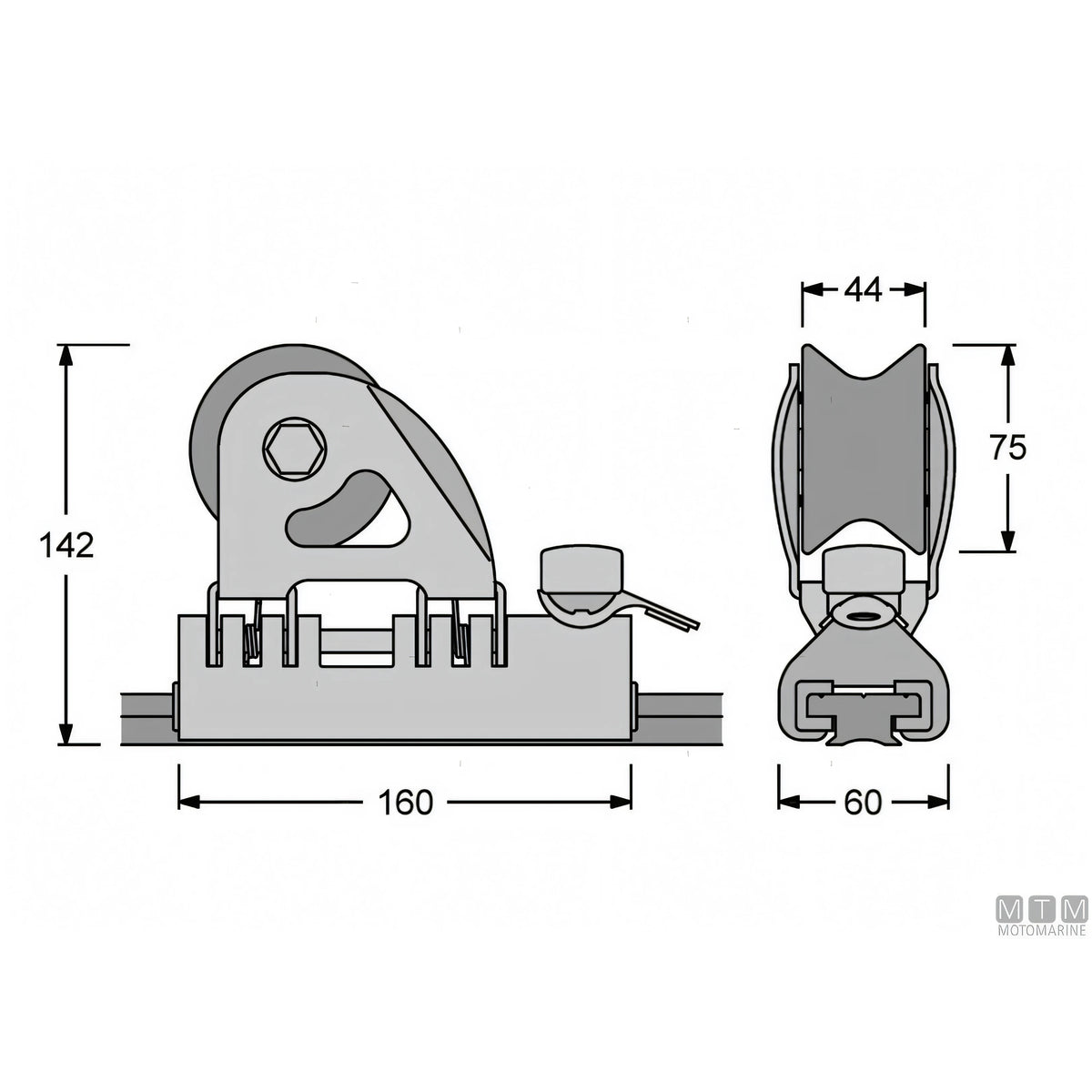 Antal carrello e rotaia genoa 40x8 mm alluminio anodizzato — Carrello