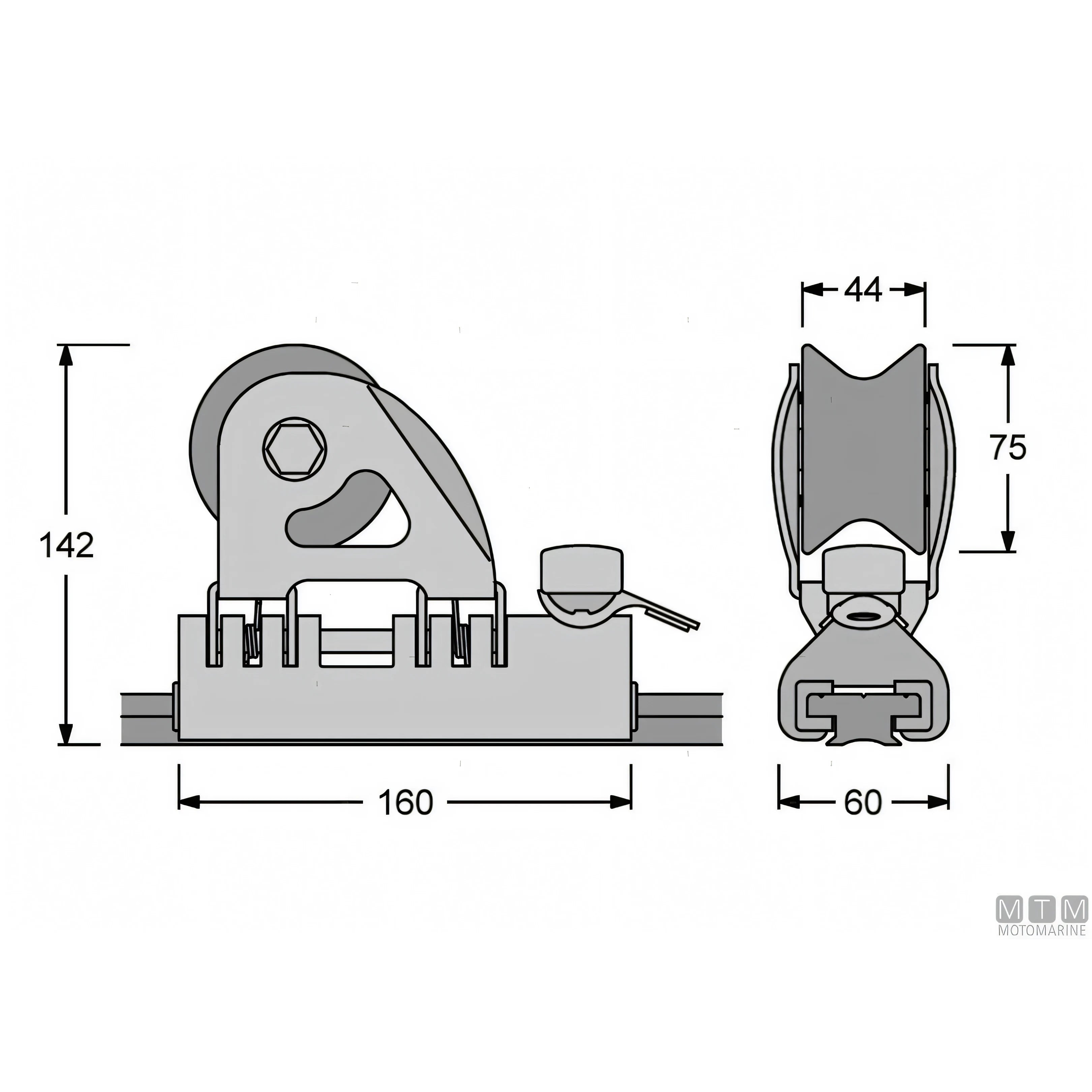 Antal carrello e rotaia genoa 40x8 mm alluminio anodizzato — Carrello