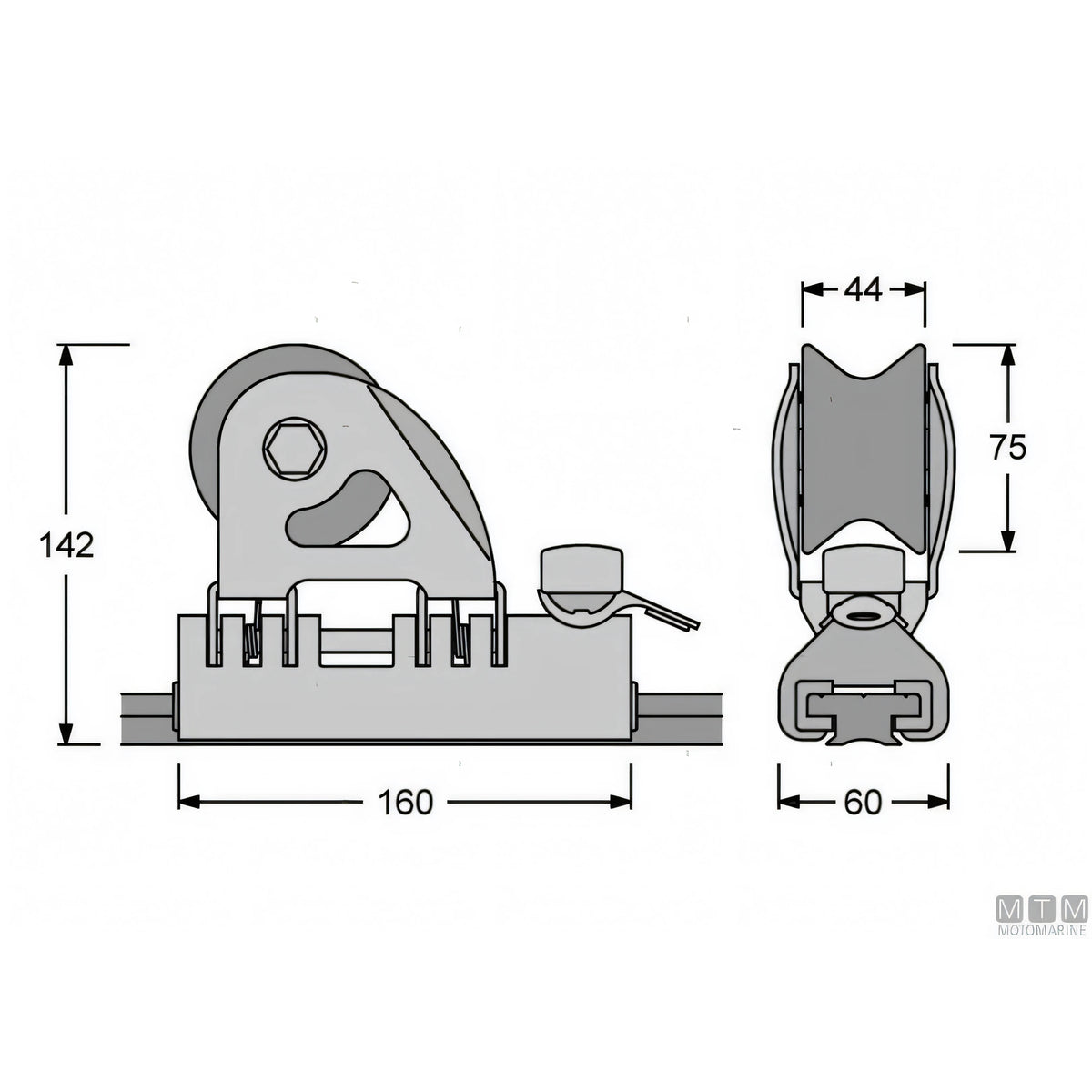Antal carrello e rotaia genoa 40x8 mm alluminio anodizzato — Carrello