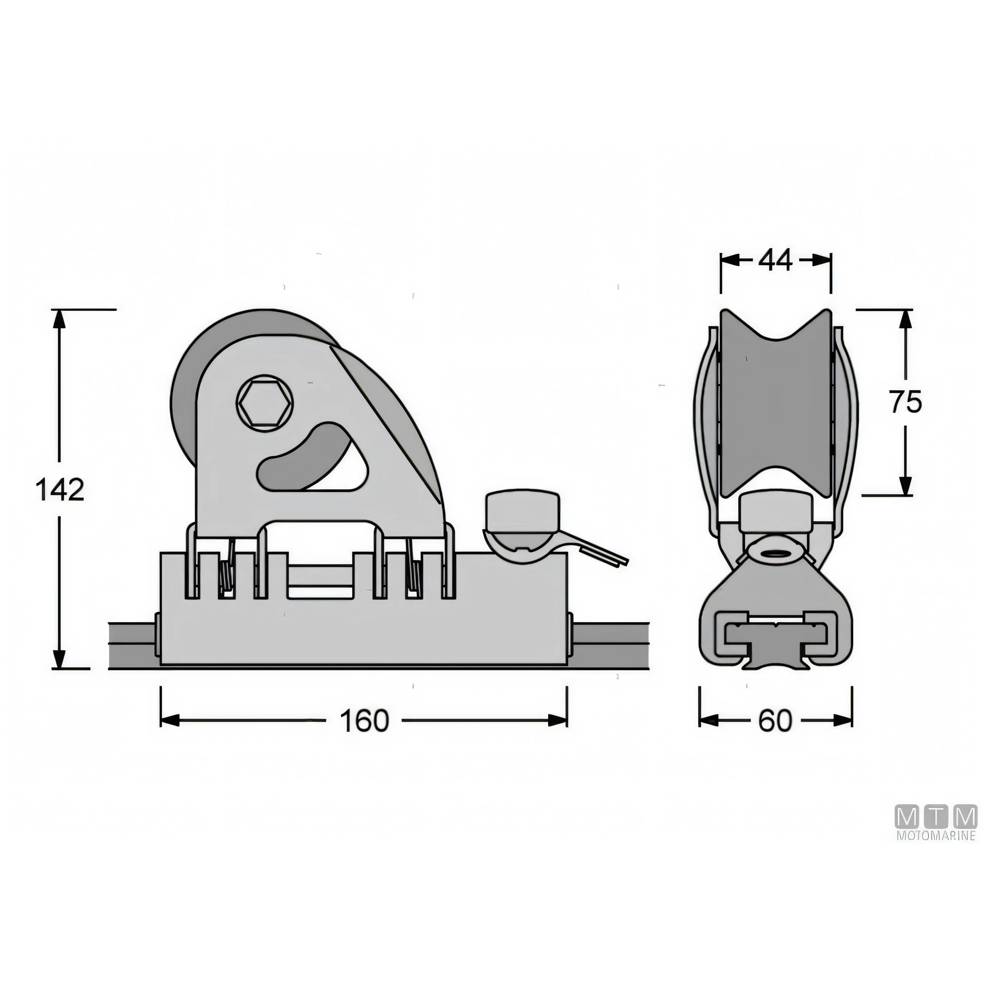 Antal carrello e rotaia genoa 40x8 mm alluminio anodizzato — Carrello
