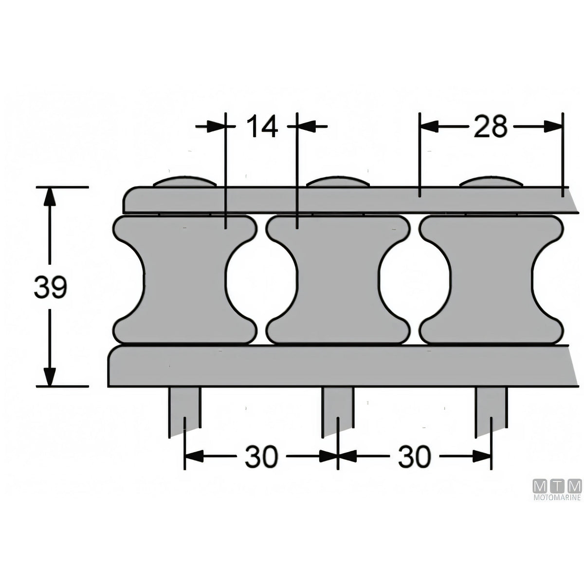 Antal Rulliera V-814 pulegge per cime — 3 pulegge