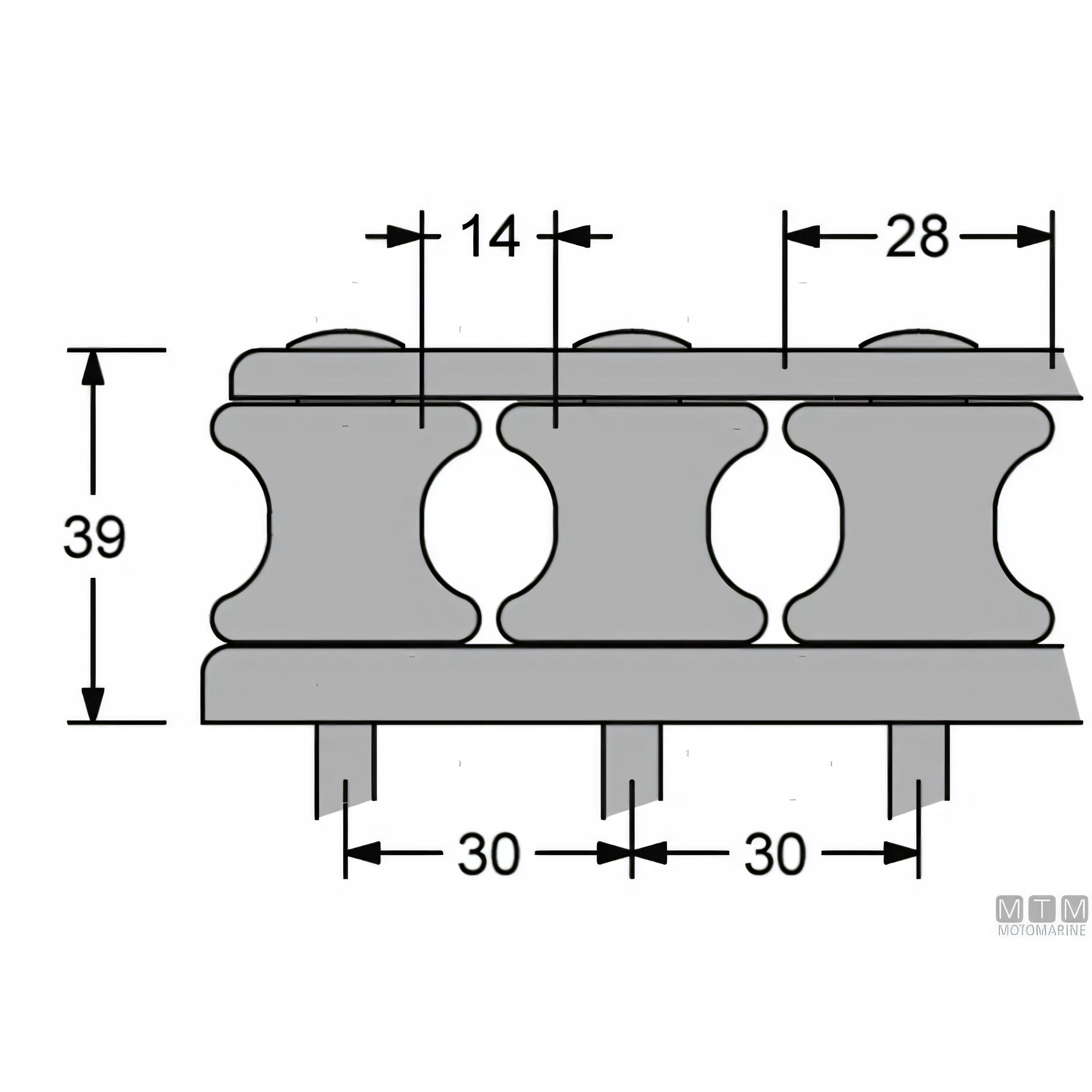 Antal Rulliera V-814 pulegge per cime — 3 pulegge