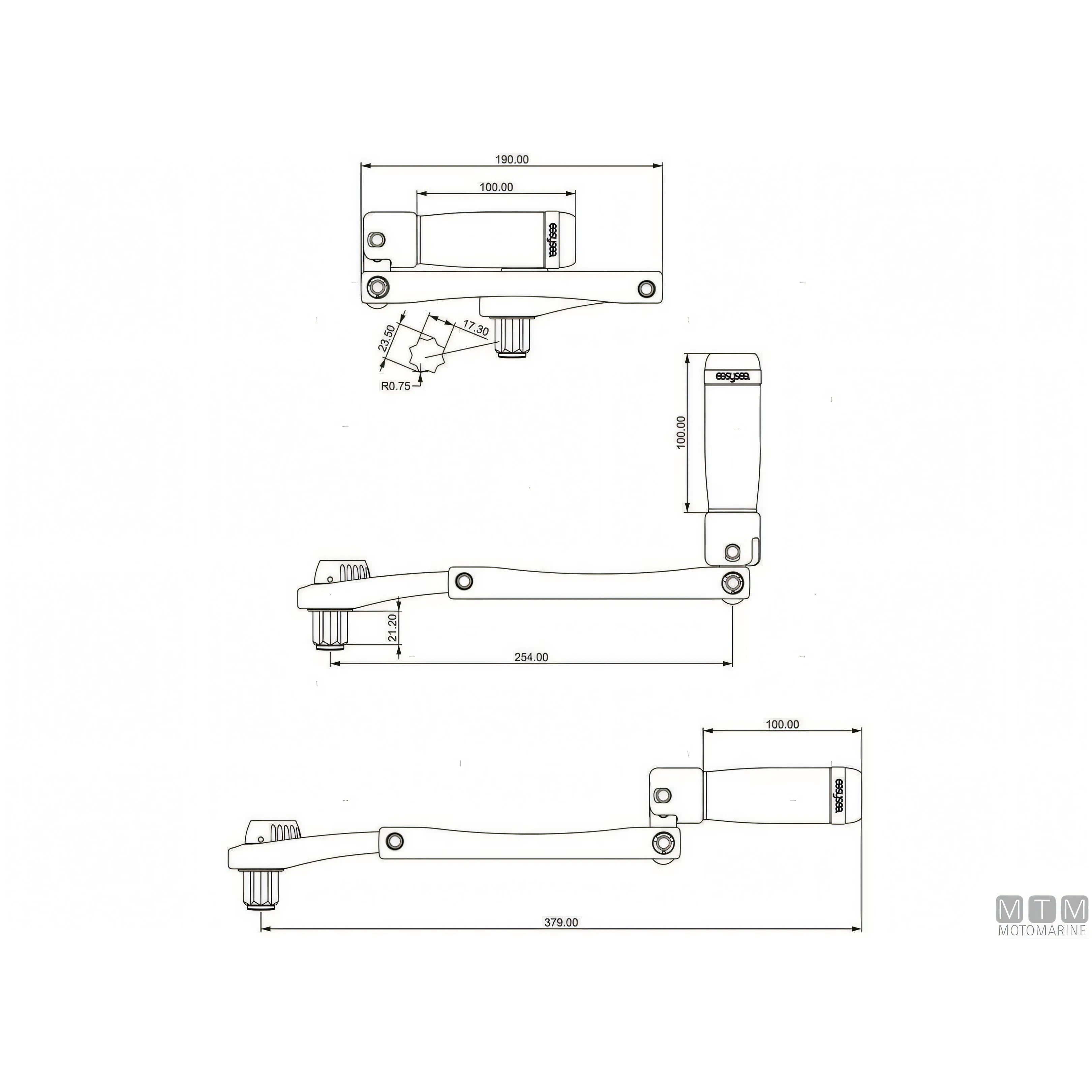 Manovella pieghevole Easysea Flipper in alluminio per verricello — Flipper 10