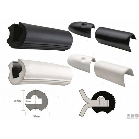 Bottazzo Profilo Parabordo ECO1 Nero (25mm) – Finitura Giunzioni a Labbro — ECO1 nero 12 metri