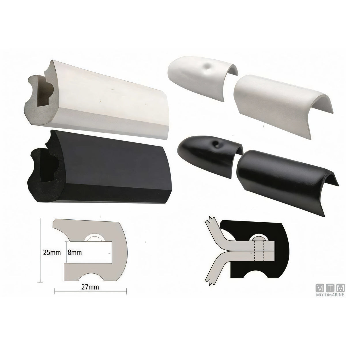 Tessilmare Bottazzo Profilo Parabordo ECO2 in PVC — Nero - 12 m