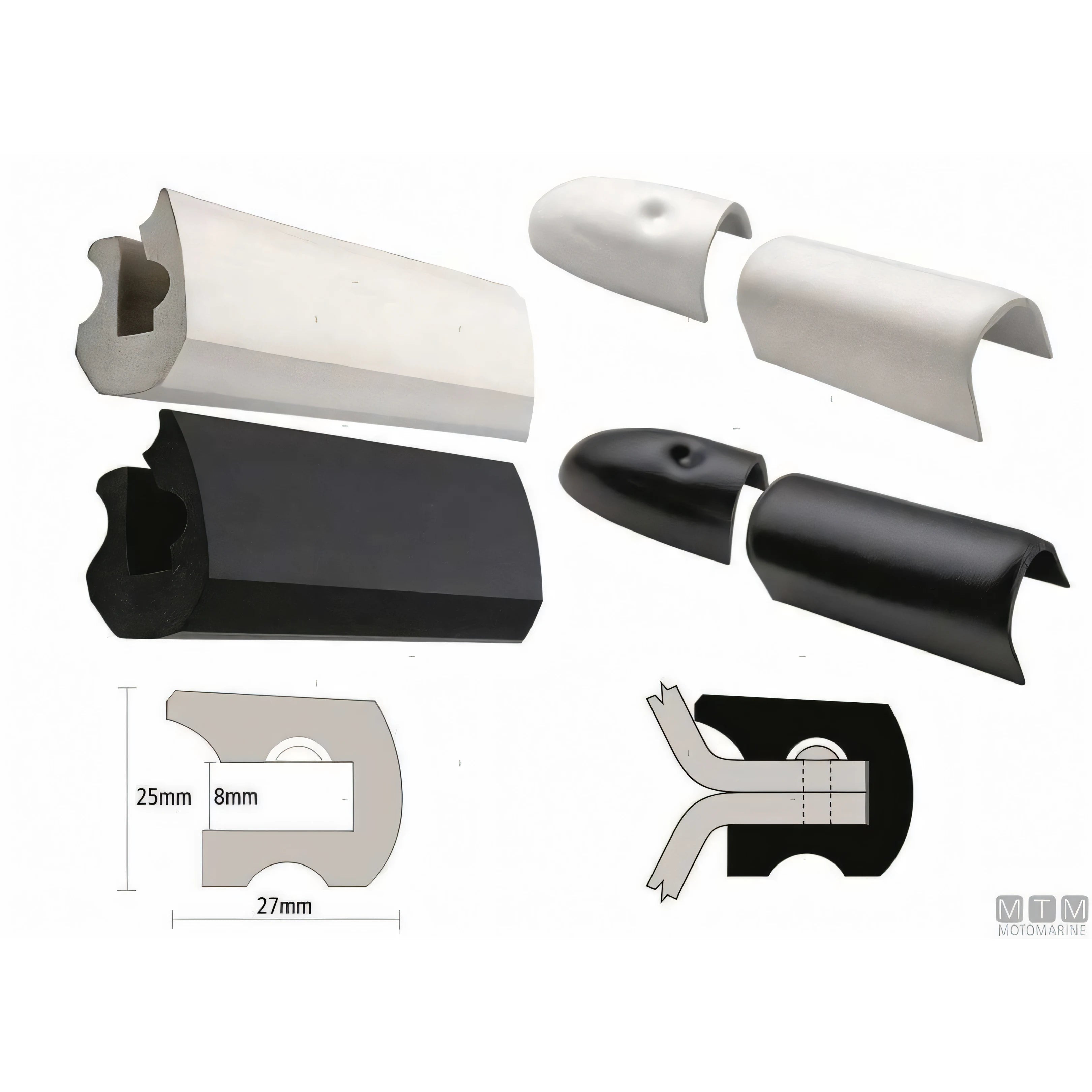 Tessilmare Bottazzo Profilo Parabordo ECO2 in PVC — Nero - 12 m