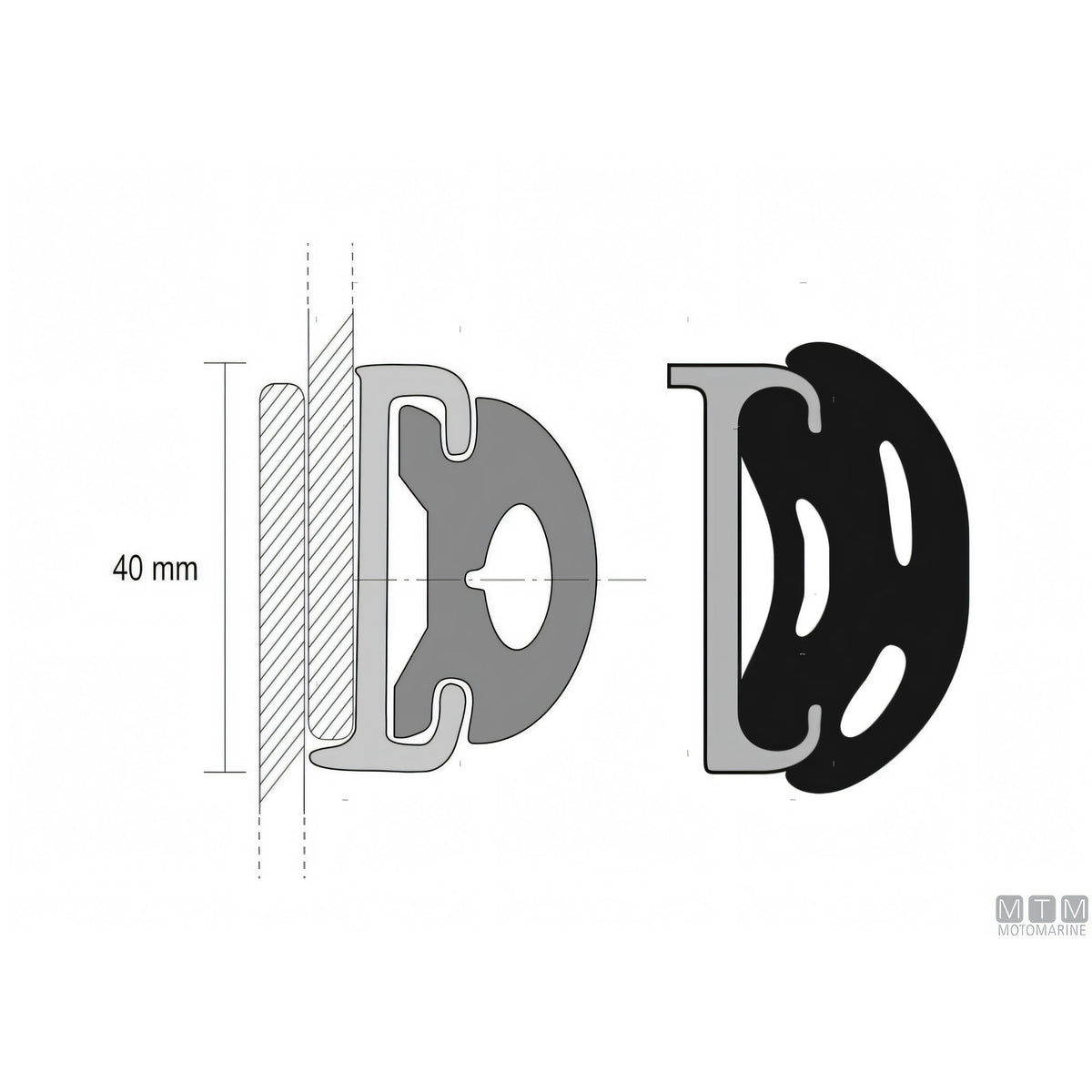 Bottazzo Profilo Parabordo U2 Nero (35mm) – Sistema per Fiancate Piane — U2 Nero 12 metri