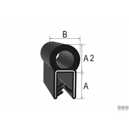 Guarnizione Trim-Lok co-estrusa EPDM PVC per bordi 2-7 mm — 15 m