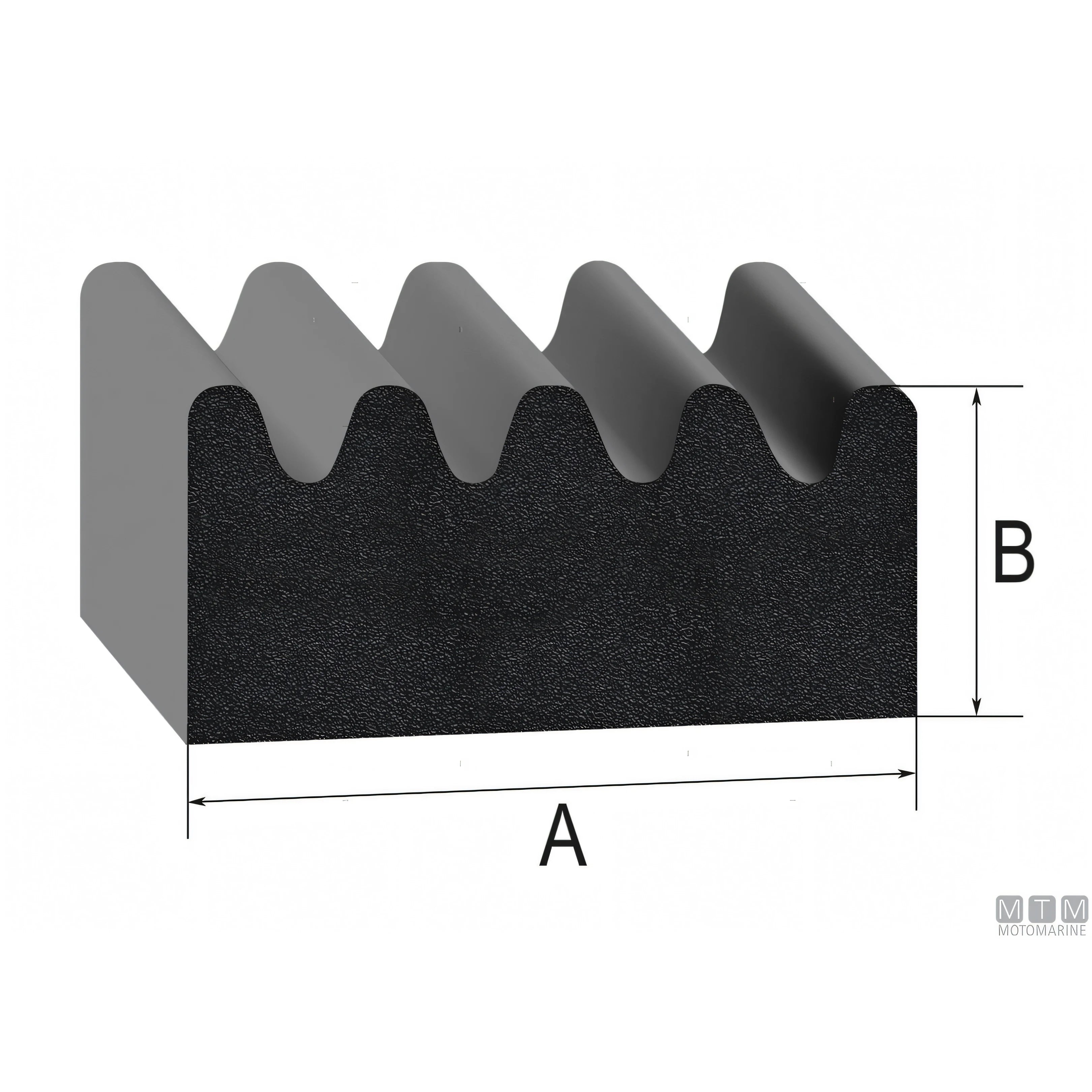 Trim-Lok guarnizione Ribbed Rubber gomma EPDM adesiva — vista 2