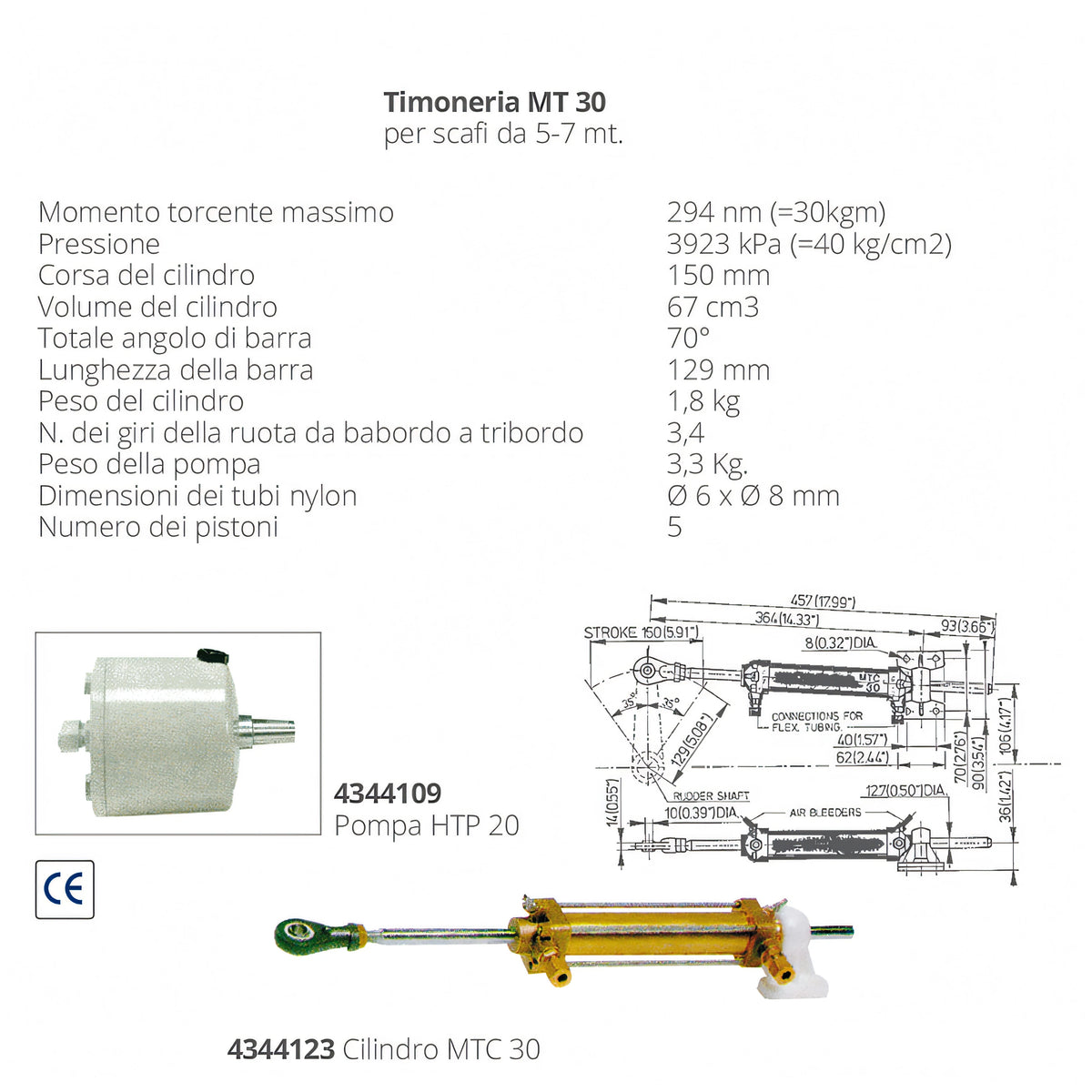 Cilindro Vetus per timoneria idraulica MTC