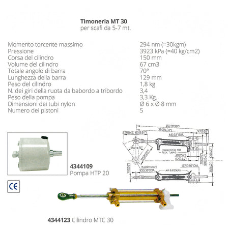 Cilindro Vetus per timoneria idraulica MTC