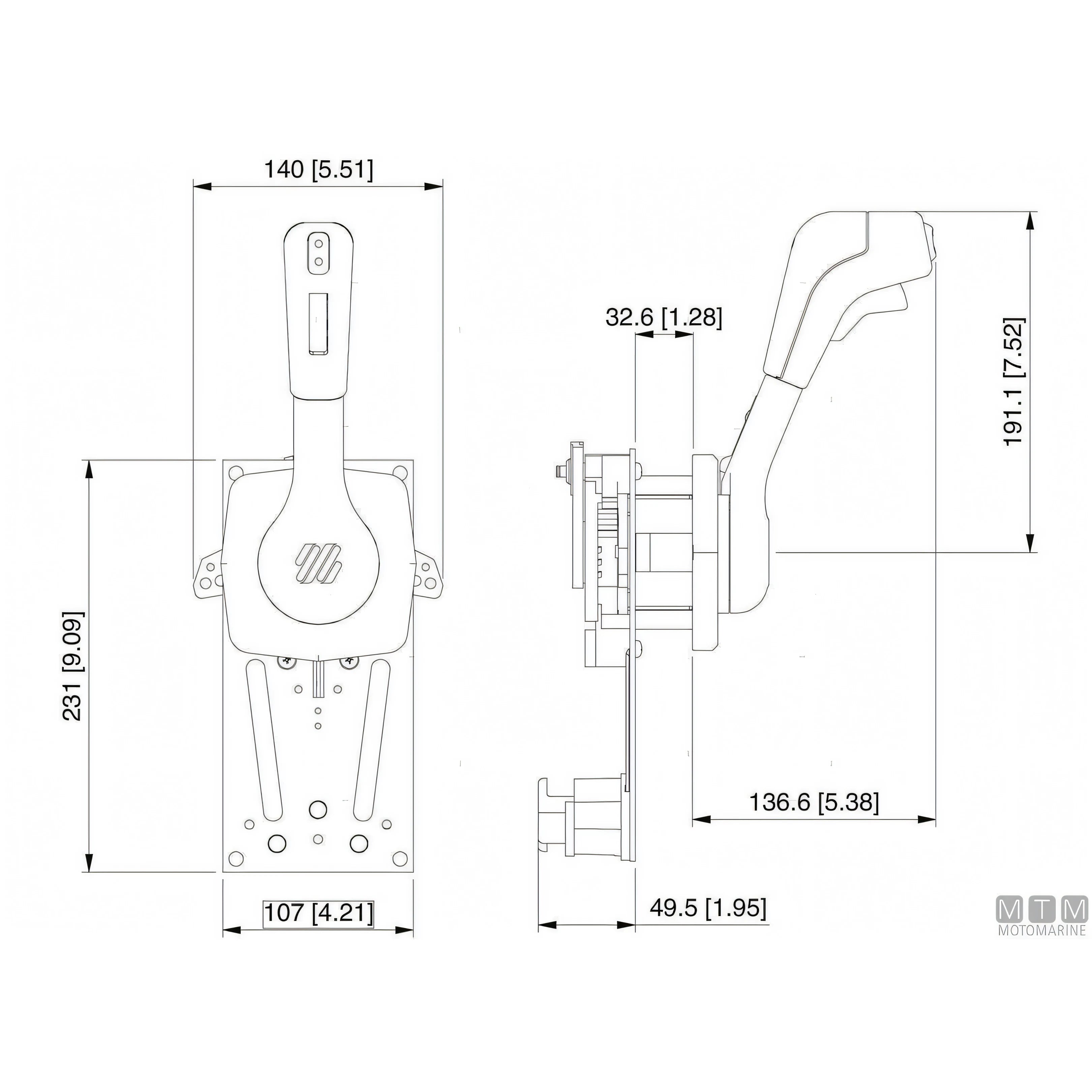 Ultraflex comando monoleva B310B-Trim per paratia — B310B-Trim