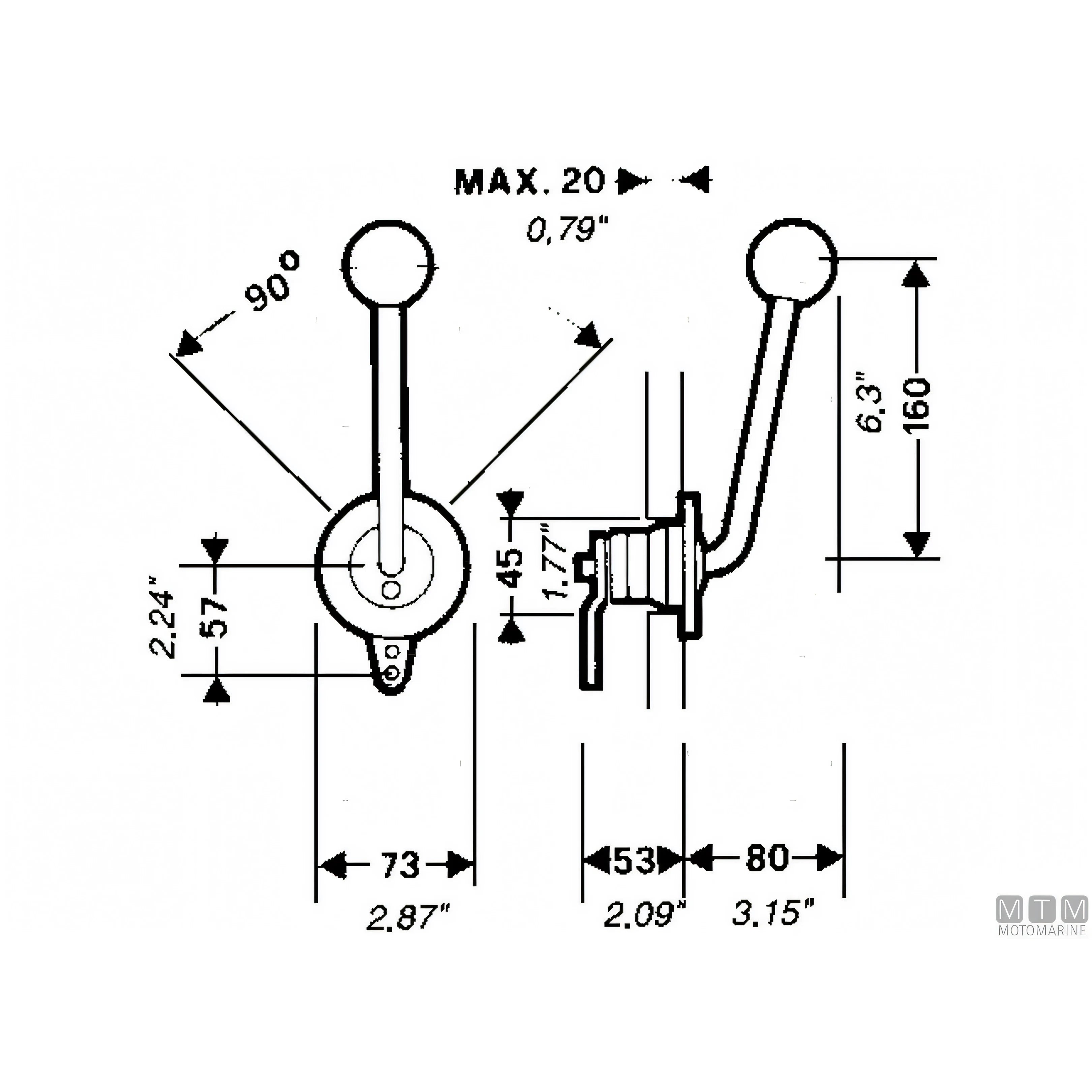 Ultraflex comando monoleva B35 per paratia — Azione singola