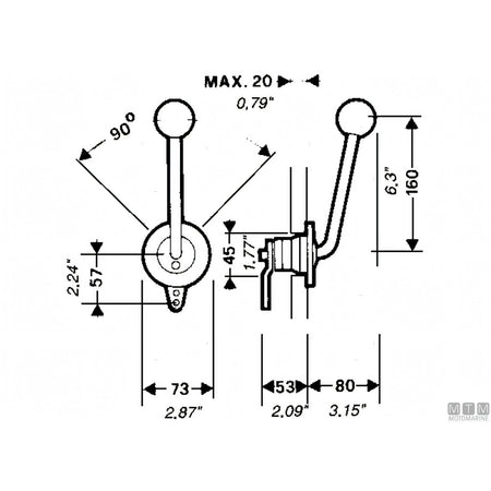Ultraflex comando monoleva B35 per paratia — Azione singola