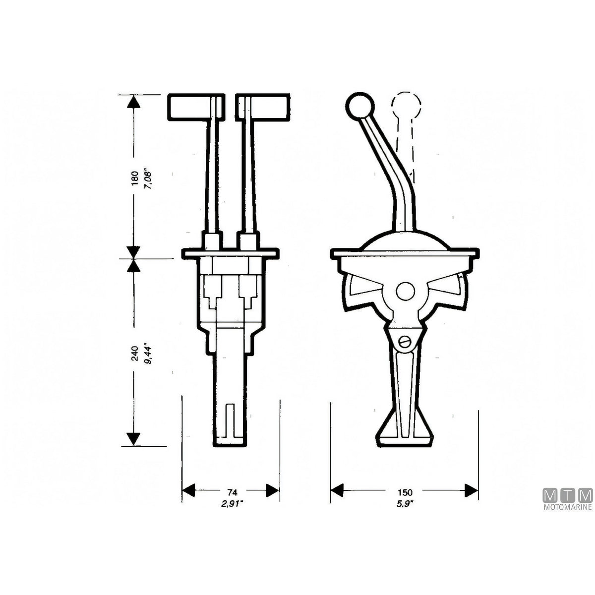 Ultraflex comando bileva flush mount plancia — Leve Piegate