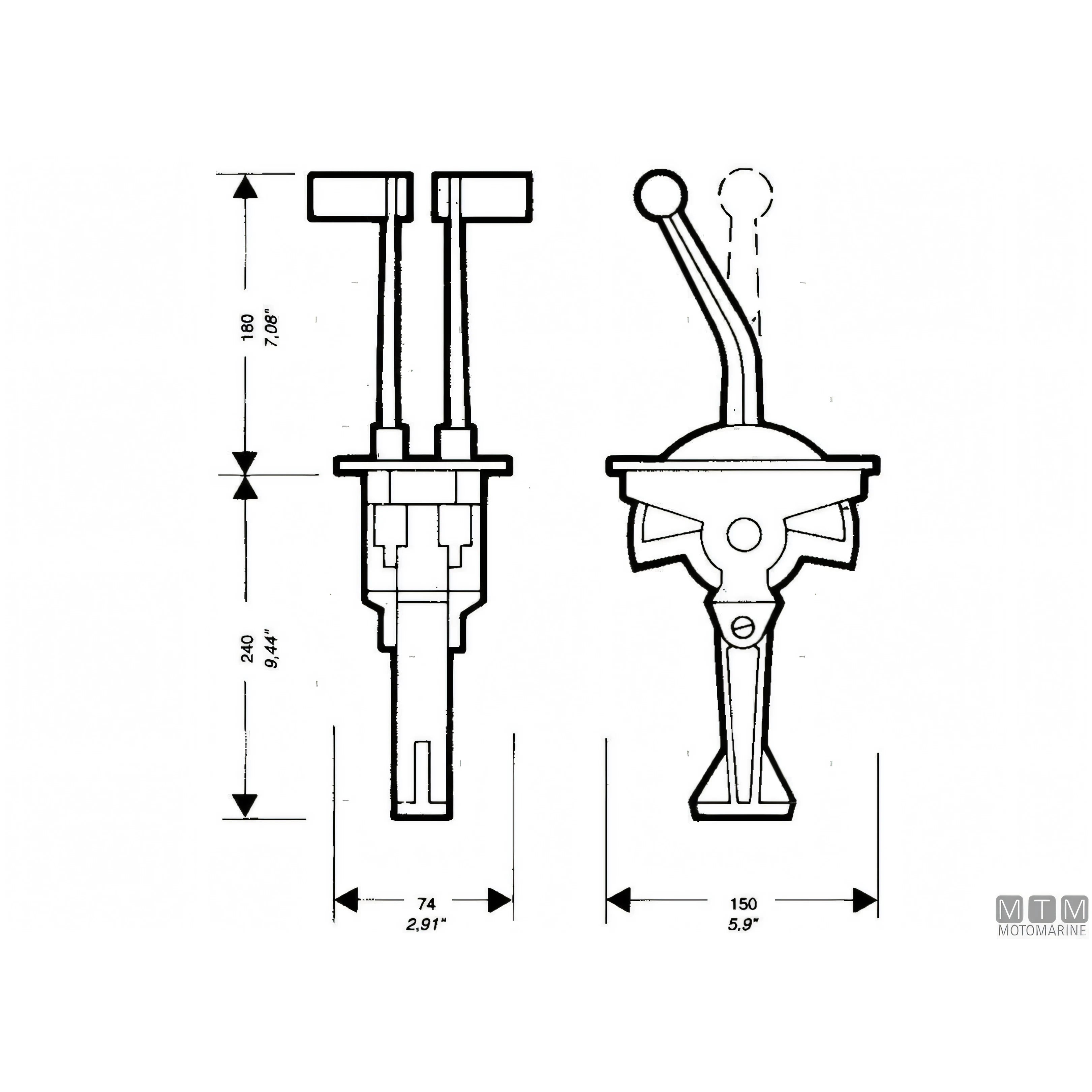 Ultraflex comando bileva flush mount plancia — Leve Piegate