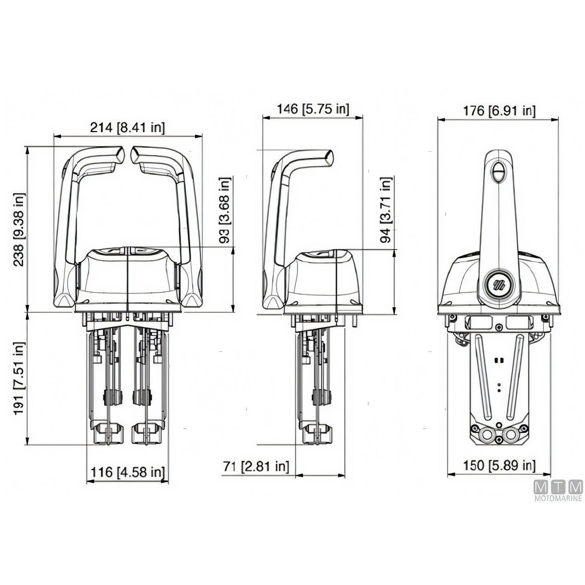 Ultraflex comando top mount bileva B502 plancia — Senza Trim