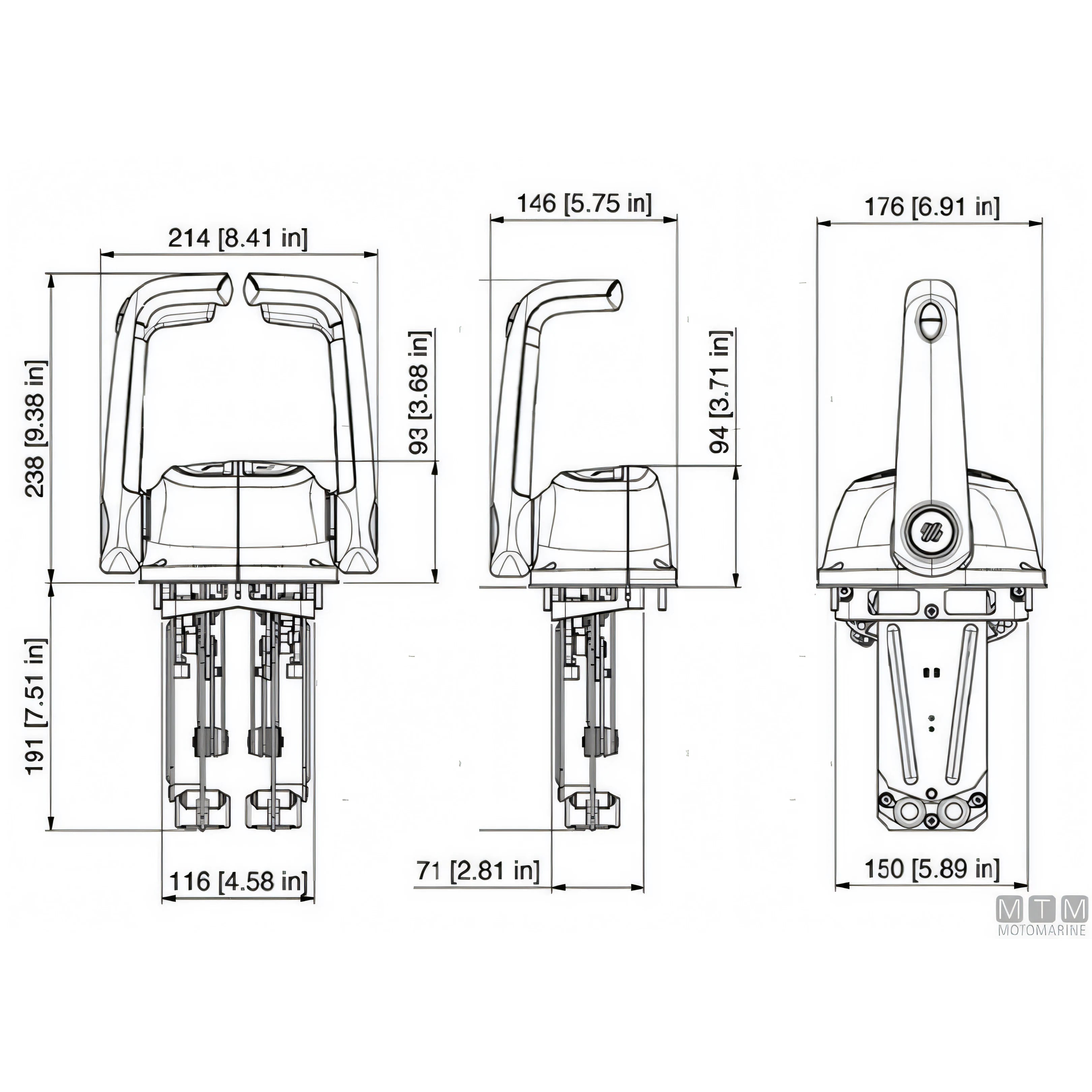 Ultraflex comando top mount bileva B502 plancia — Senza Trim