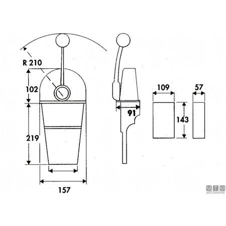 Motomarine comando motore top mount MT3 lega cromata — Leva Singola