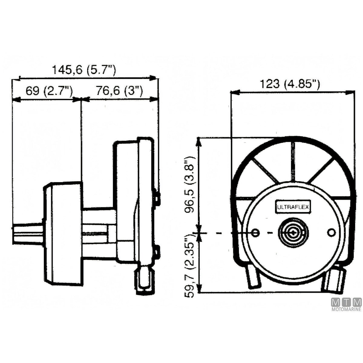 Ultraflex timoneria rotativa T67 acciaio inox — Bianco