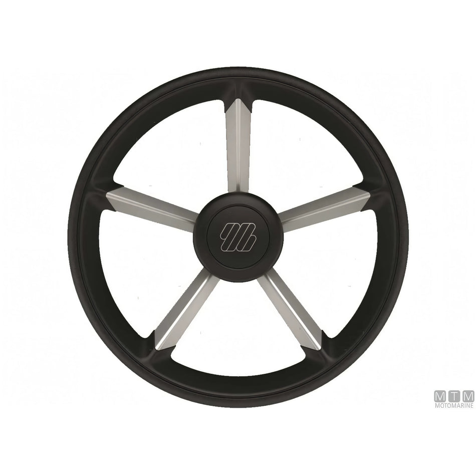 Volante Ultraflex V75 D350 razze alluminio impugnatura poliuretano — Nero