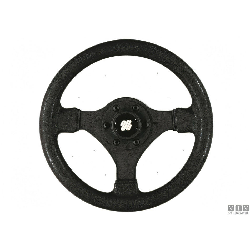 Volante nautico Ultraflex V45 Compact nero Ø 280 mm in materiale termoplastico composito antiurto, a tre razze con mozzo centrale