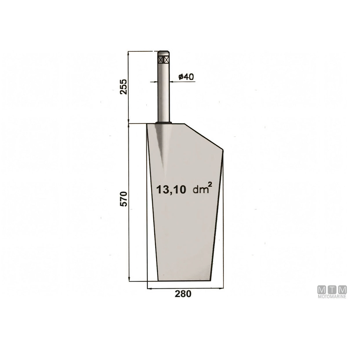 Tor Marine Pala Timone P13 Acciaio Inox — 570x280 mm