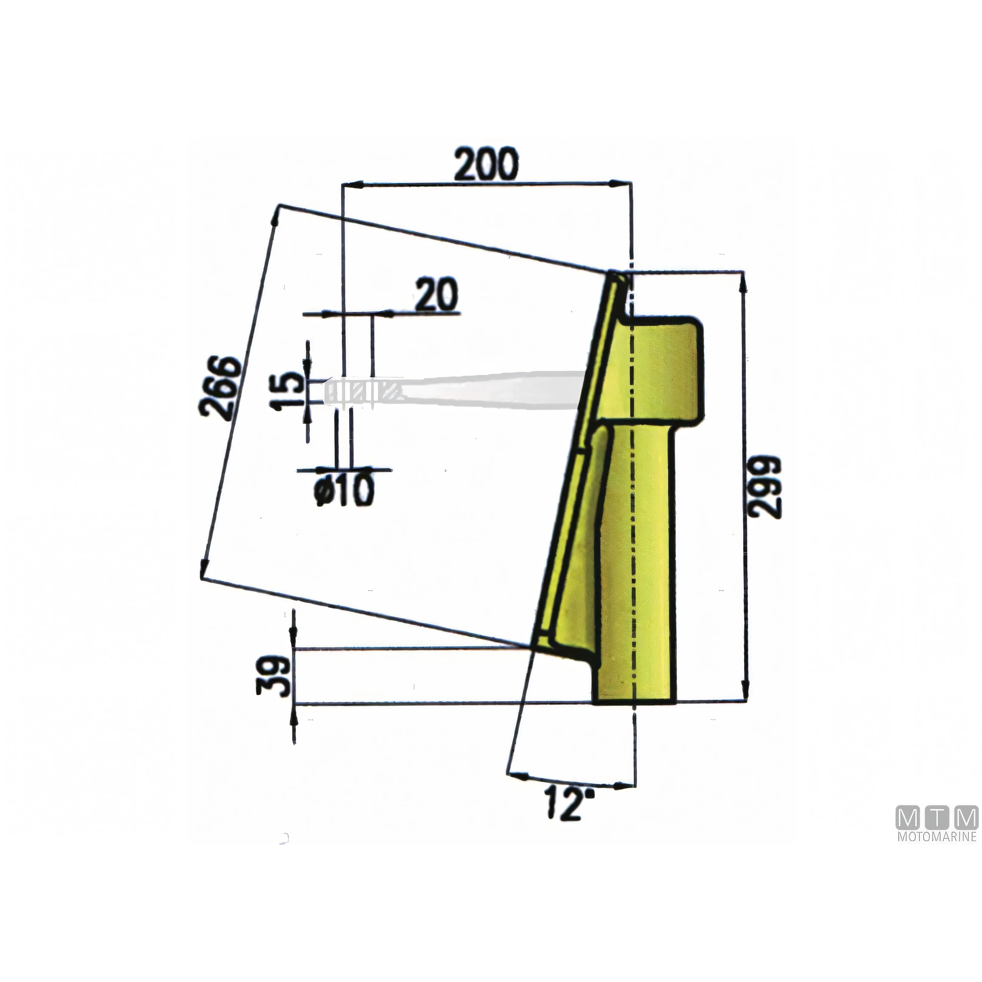 Tor Marine testa timone piastra castello in bronzo — Piastra inclinata 12°
