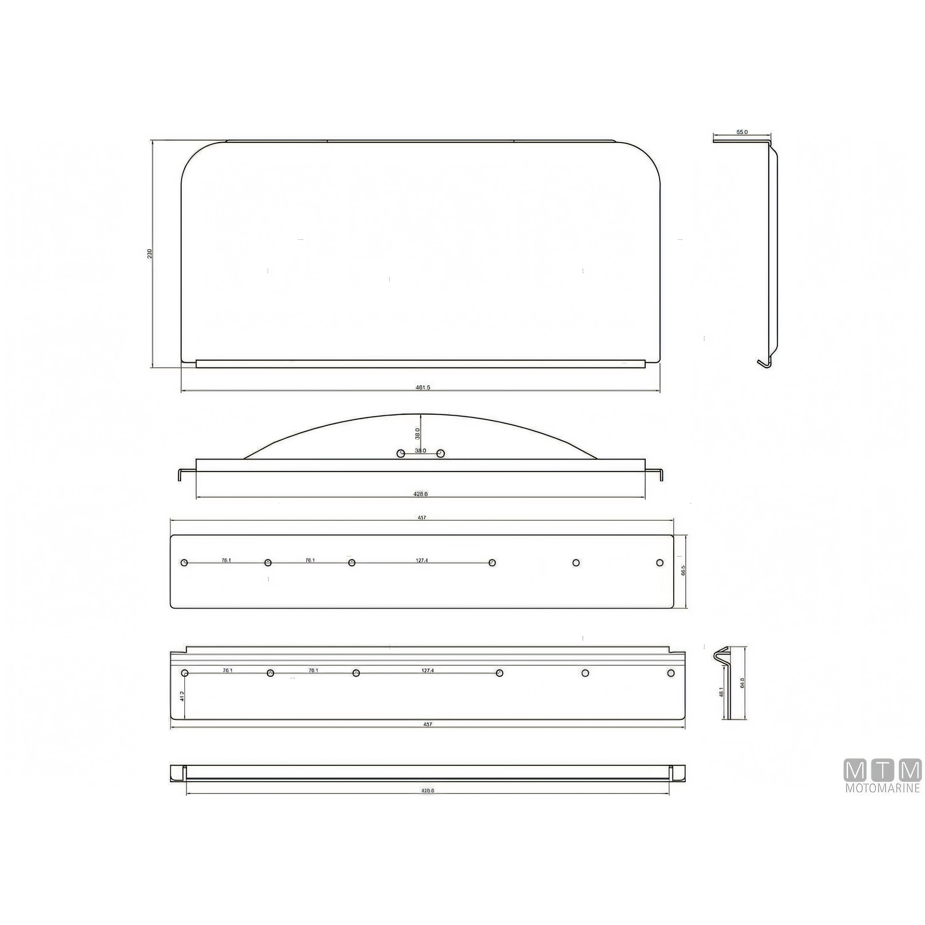 Bennett kit trim elettroidraulico e pala flap in acciaio inox — Pala 460x230 mm - fino a 6 m