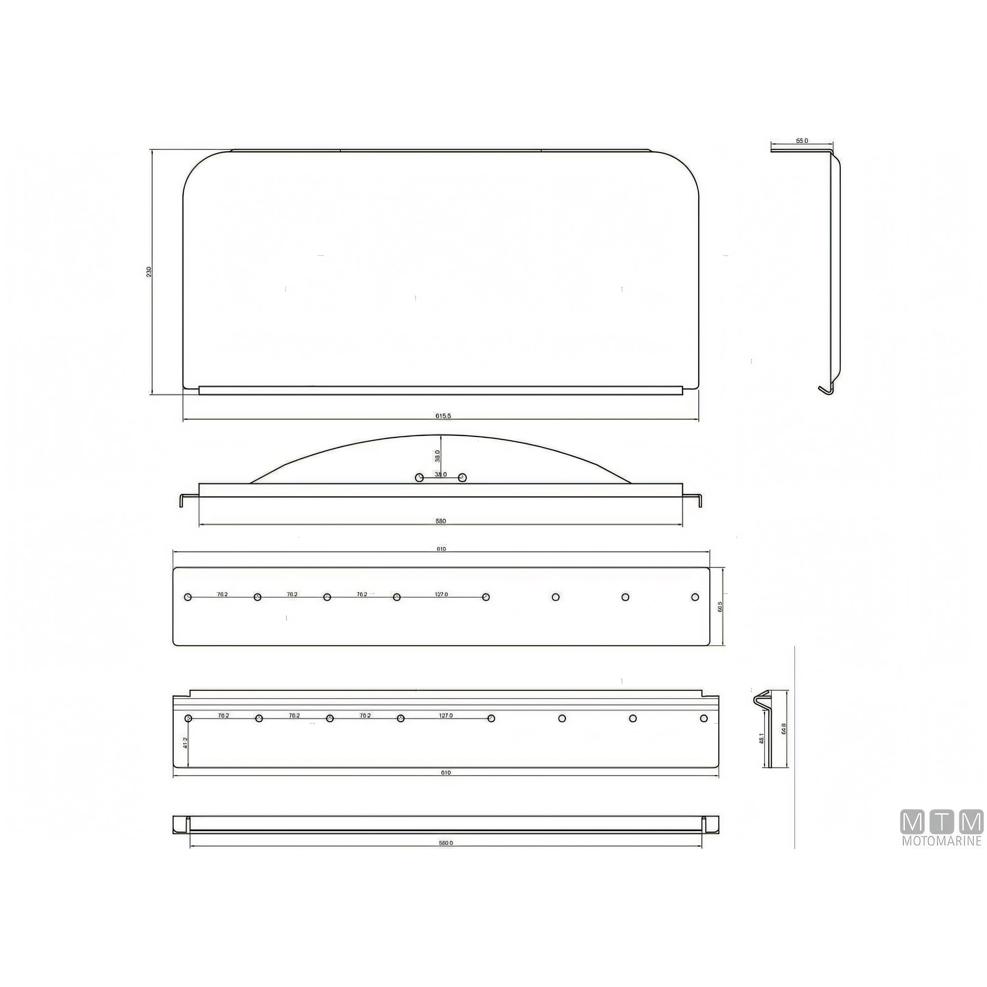 Bennett kit trim elettroidraulico e pala flap in acciaio inox — Pala 610x230 mm - fino a 8 m
