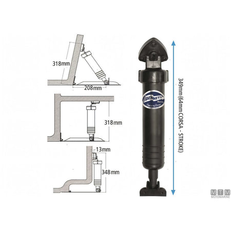Bennett kit trim elettroidraulico e pala flap in acciaio inox — Kit 12V