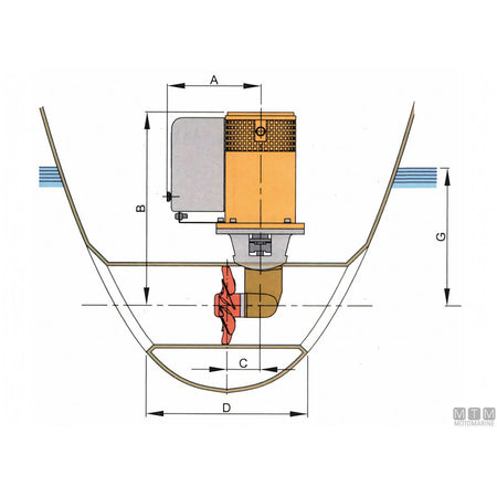 Vetus elica di prua Bow Thruster elica in plastica anticorrosione — 125 Kgf - 12V