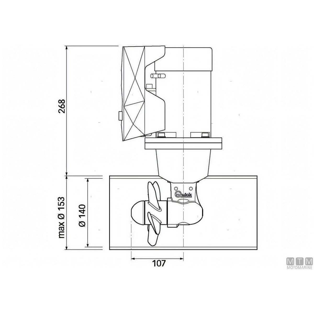 Quick Elica di Prua BTQ140 in materiale composito — 30 Kgf