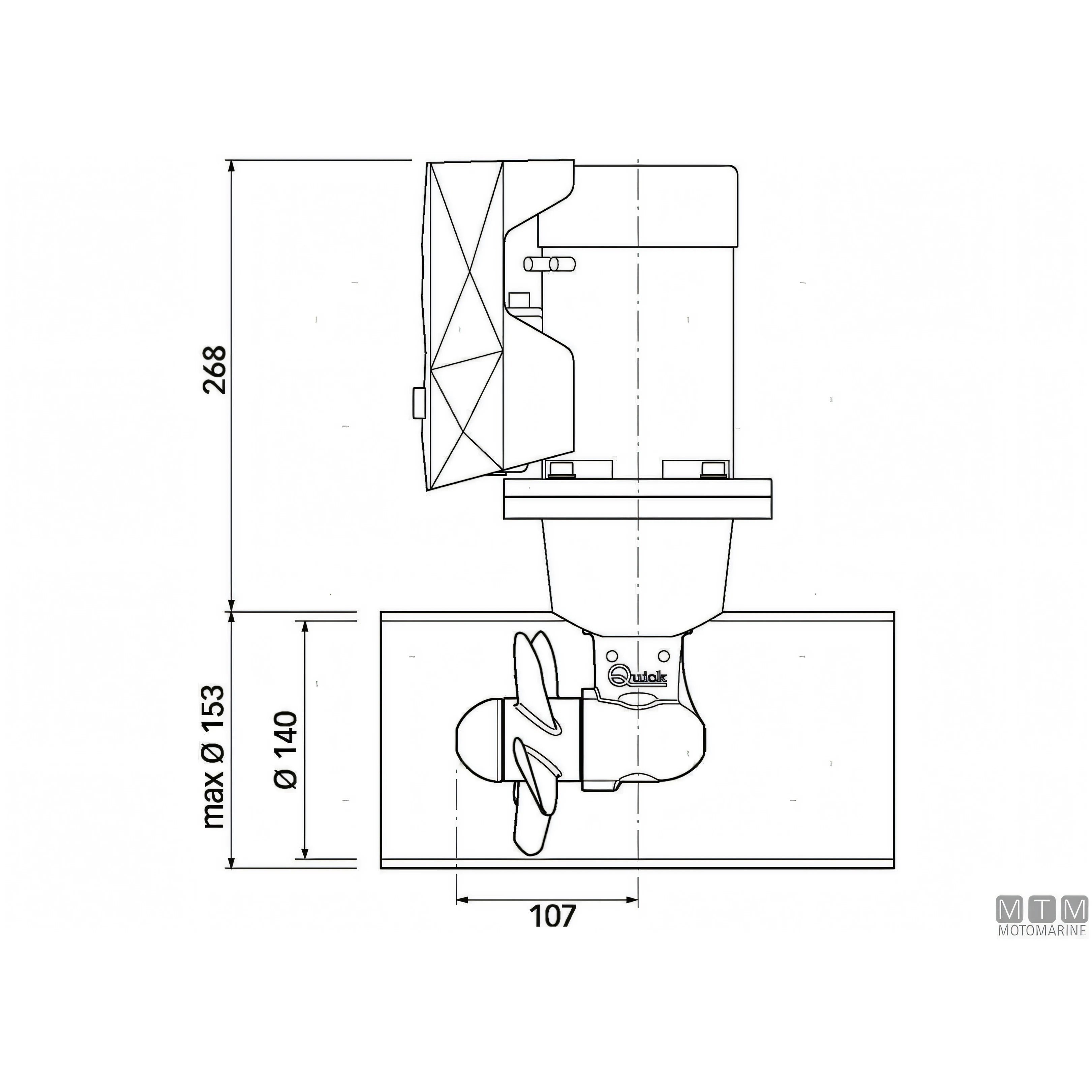 Quick Elica di Prua BTQ140 in materiale composito — 40 Kgf