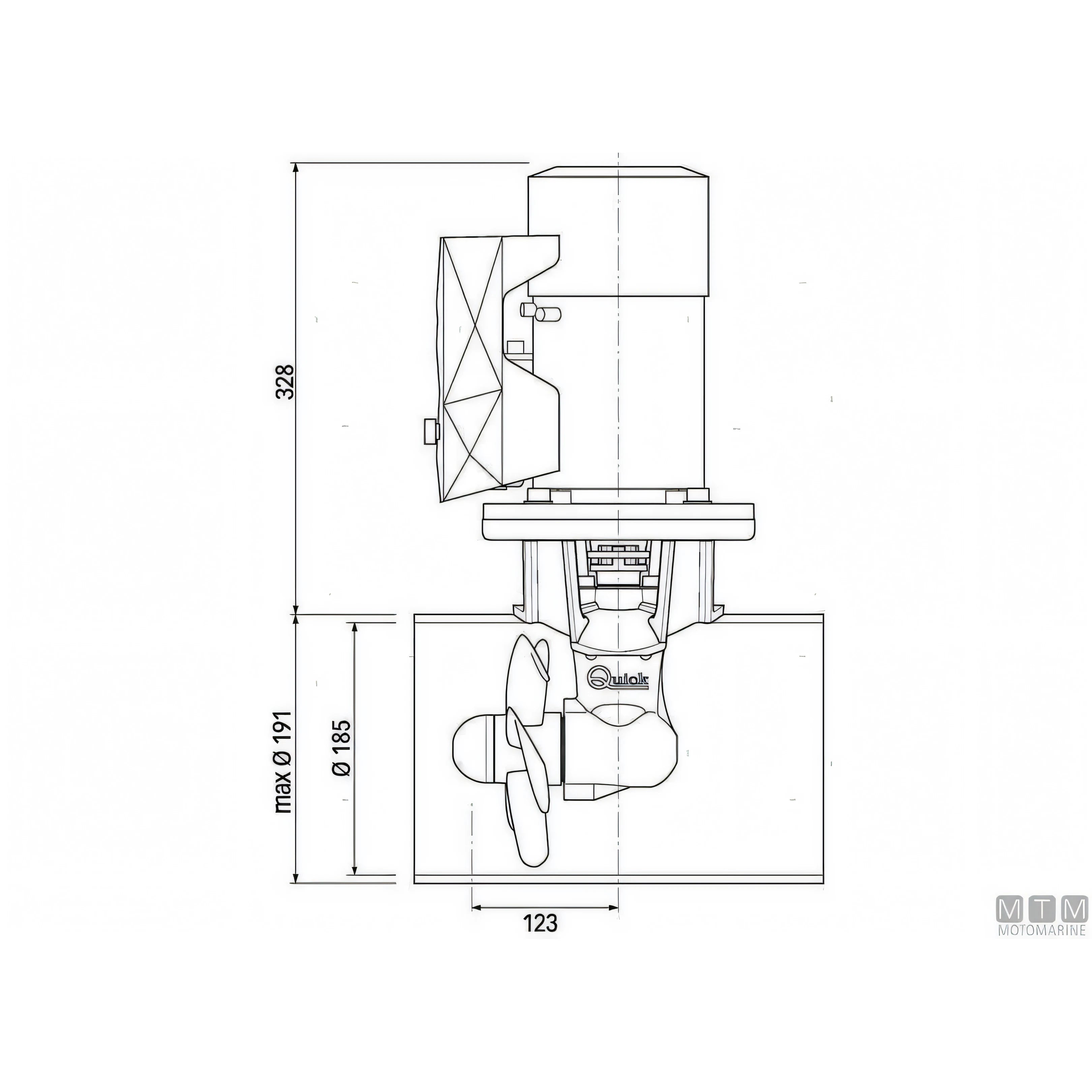 Quick Elica di Prua BTQ185 in materiale composito — 55 Kgf - 12V