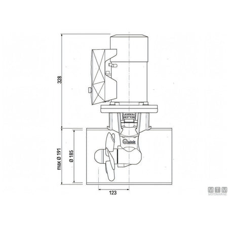 Quick Elica di Prua BTQ185 in materiale composito — 55 Kgf - 12V