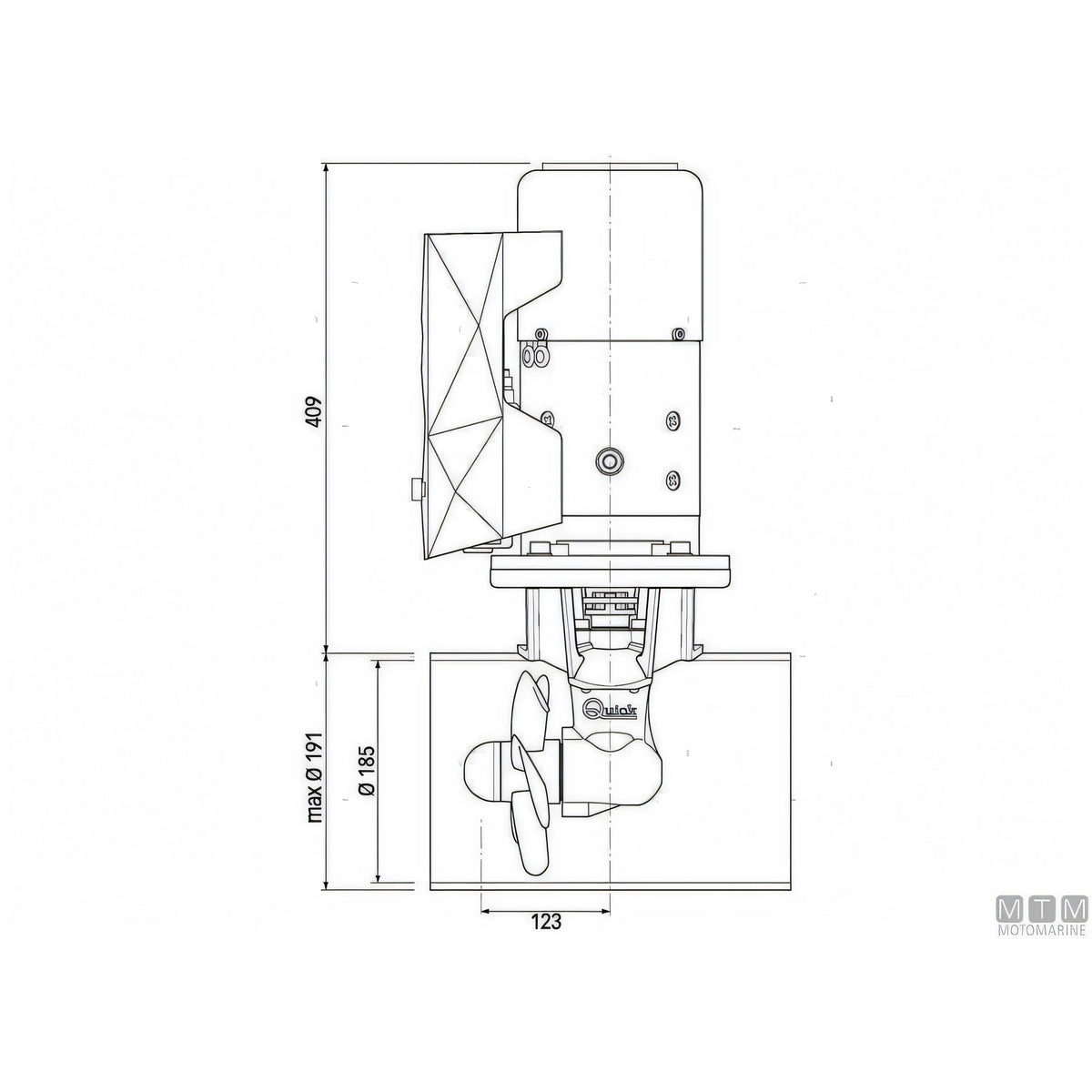 Quick Elica di Prua BTQ185 in materiale composito — 55 Kgf - 12V