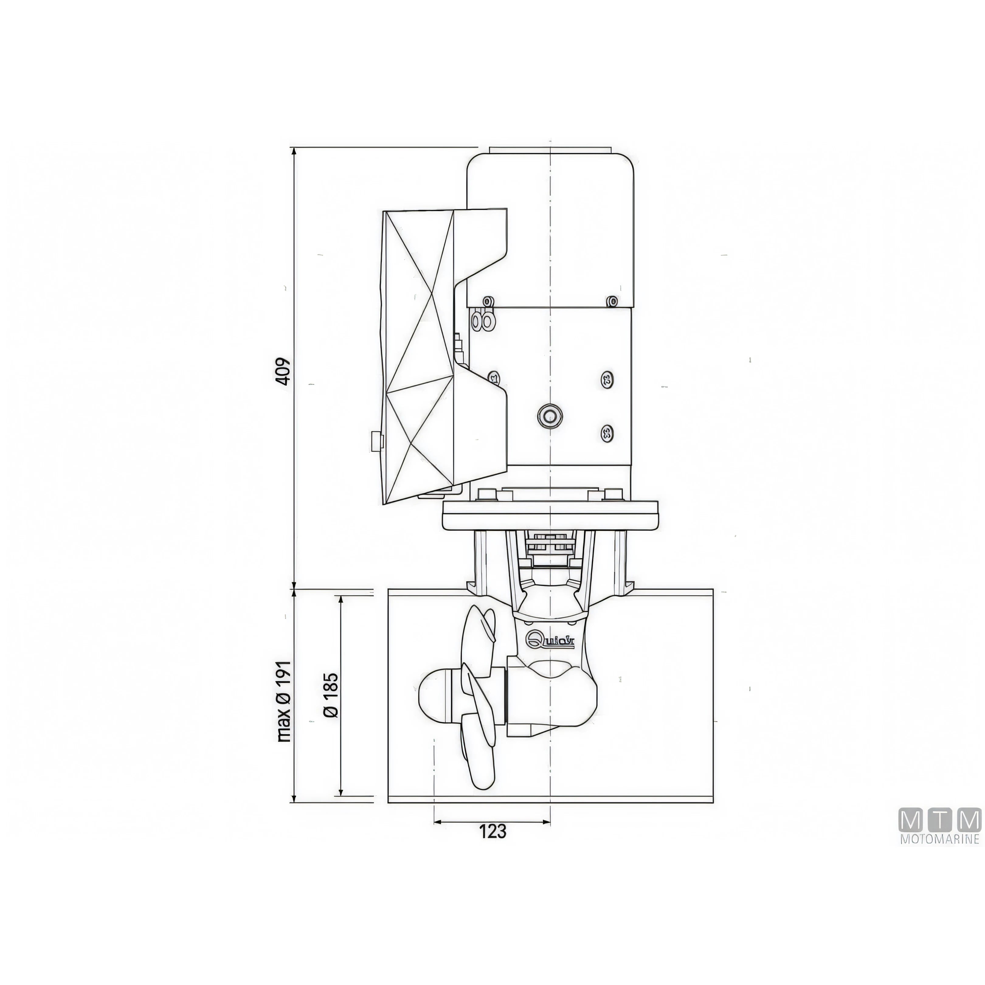 Quick Elica di Prua BTQ185 in materiale composito — 55 Kgf - 12V