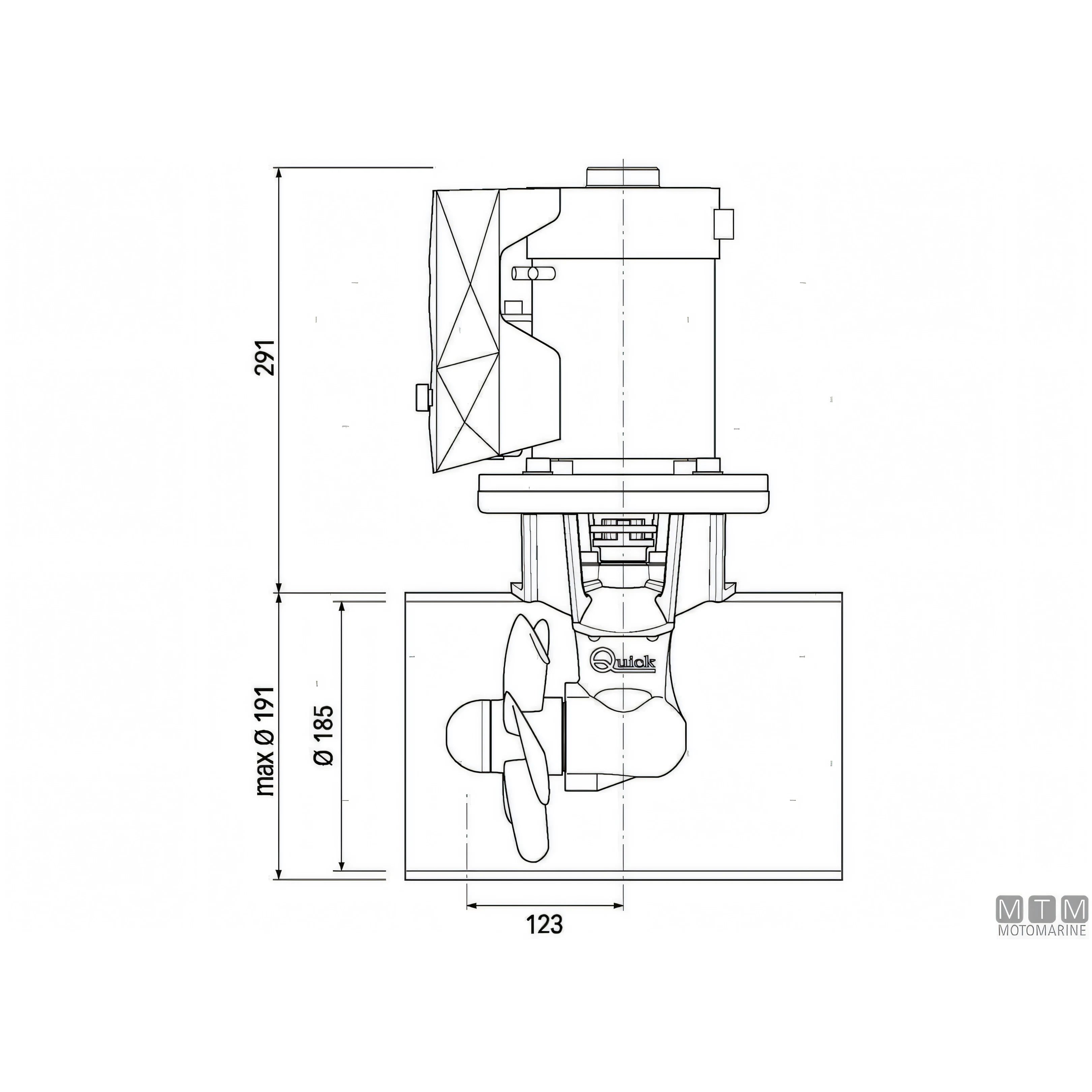 Quick Elica di Prua BTQ185 in materiale composito — 55 Kgf - 24V